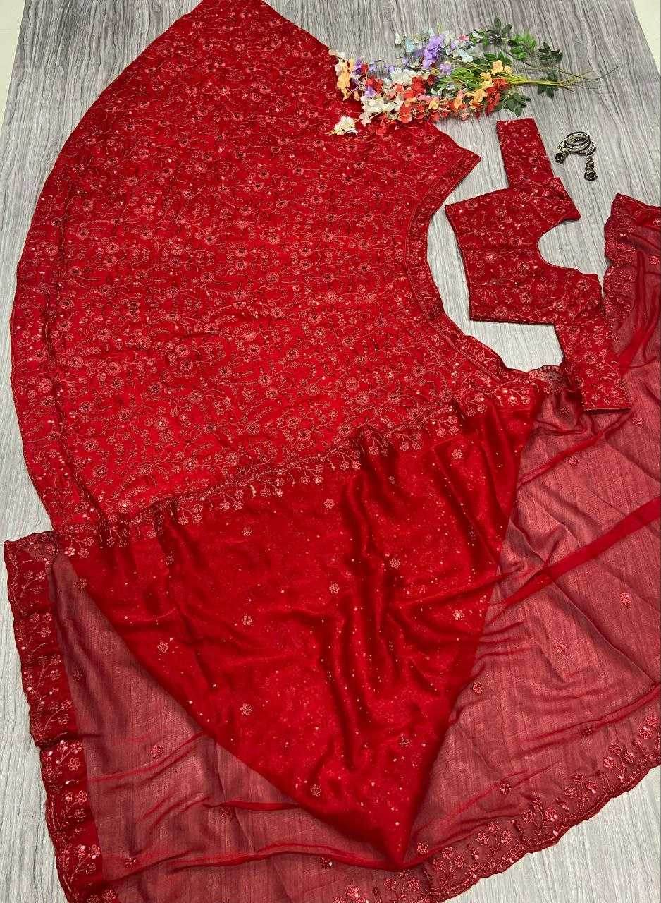 Vichitra Silk Sequins Lehenga With Cancan - MYLUXURY LANE ENTERPRISE